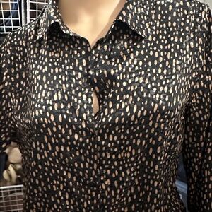 Liverpool Women's Blouse in Black and Gold Pattern